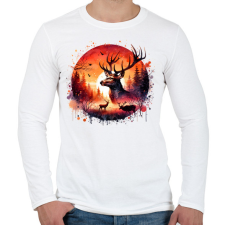 PRINTFASHION Szarvas - erdei naplemente - ajándék vadászoknak - Férfi hosszú ujjú póló - Fehér férfi póló