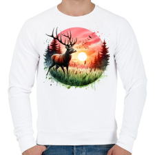 PRINTFASHION Szarvas - erdei naplemente - ajándék vadászoknak - Férfi pulóver - Fehér férfi pulóver, kardigán