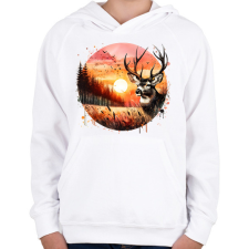 PRINTFASHION Szarvas - erdei naplemente - ajándék vadászoknak - Gyerek kapucnis pulóver - Fehér gyerek pulóver, kardigán