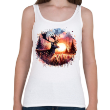 PRINTFASHION Szarvas - erdei naplemente - ajándék vadászoknak - Női atléta - Fehér női trikó