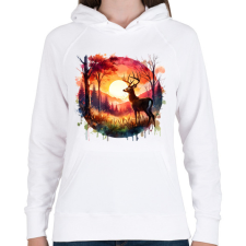PRINTFASHION Szarvas - erdei naplemente - ajándék vadászoknak - Női kapucnis pulóver - Fehér női pulóver, kardigán