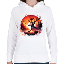 PRINTFASHION Szarvas - erdei naplemente - ajándék vadászoknak - Női kapucnis pulóver - Fehér női pulóver, kardigán
