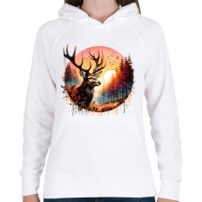 PRINTFASHION Szarvas - erdei naplemente - ajándék vadászoknak - Női kapucnis pulóver - Fehér női pulóver, kardigán