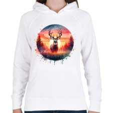 PRINTFASHION Szarvas - erdei naplemente - ajándék vadászoknak - Női kapucnis pulóver - Fehér női pulóver, kardigán