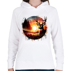 PRINTFASHION Szarvas - erdei naplemente - ajándék vadászoknak - Női kapucnis pulóver - Fehér