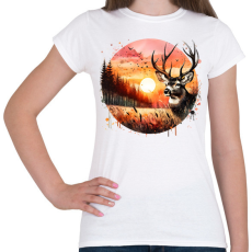 PRINTFASHION Szarvas - erdei naplemente - ajándék vadászoknak - Női póló - Fehér
