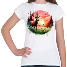 PRINTFASHION Szarvas - erdei naplemente - ajándék vadászoknak - Női póló - Fehér női póló