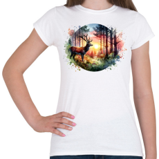 PRINTFASHION Szarvas - erdei naplemente - ajándék vadászoknak - Női póló - Fehér