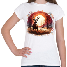 PRINTFASHION Szarvas - erdei naplemente - ajándék vadászoknak - Női póló - Fehér