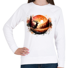 PRINTFASHION Szarvas - erdei naplemente - ajándék vadászoknak - Női pulóver - Fehér
