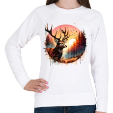 PRINTFASHION Szarvas - erdei naplemente - ajándék vadászoknak - Női pulóver - Fehér