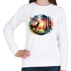 PRINTFASHION Szarvas - erdei naplemente - ajándék vadászoknak - Női pulóver - Fehér
