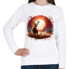PRINTFASHION Szarvas - erdei naplemente - ajándék vadászoknak - Női pulóver - Fehér női pulóver, kardigán