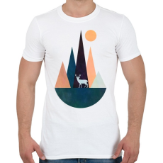 PRINTFASHION Szarvas és hegyek - Férfi póló - Fehér