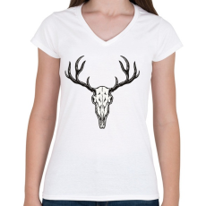 PRINTFASHION Szarvas fej  - Női V-nyakú póló - Fehér