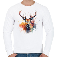 PRINTFASHION szarvas - Férfi pulóver - Fehér