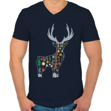 PRINTFASHION szarvas - Férfi V-nyakú póló - Sötétkék férfi póló