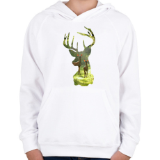 PRINTFASHION Szarvas - Gyerek kapucnis pulóver - Fehér