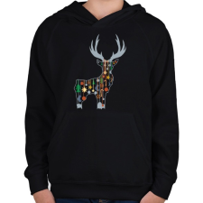 PRINTFASHION szarvas - Gyerek kapucnis pulóver - Fekete gyerek pulóver, kardigán