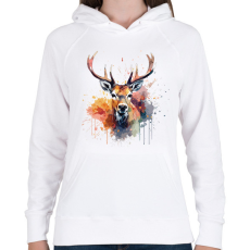 PRINTFASHION szarvas - Női kapucnis pulóver - Fehér