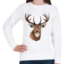 PRINTFASHION Szarvas  - Női pulóver - Fehér női pulóver, kardigán