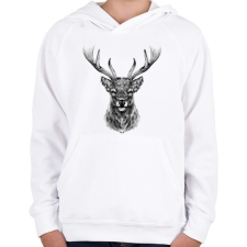 PRINTFASHION szarvas portré - Gyerek kapucnis pulóver - Fehér gyerek pulóver, kardigán