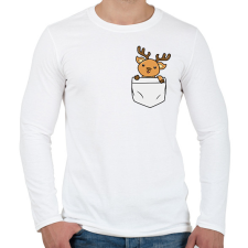 PRINTFASHION Szarvas zsebben - Férfi hosszú ujjú póló - Fehér férfi póló
