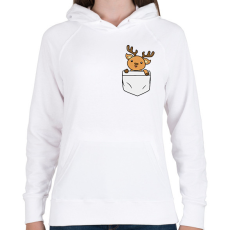 PRINTFASHION Szarvas zsebben - Női kapucnis pulóver - Fehér