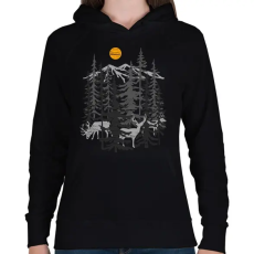 PRINTFASHION Szarvasok - Női kapucnis pulóver - Fekete