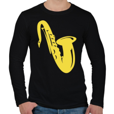 PRINTFASHION Szaxofon - Férfi hosszú ujjú póló - Fekete férfi póló