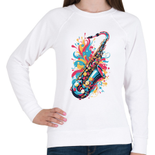 PRINTFASHION Szaxofon - Női pulóver - Fehér női pulóver, kardigán