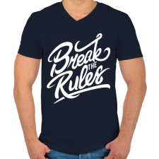 PRINTFASHION Szegd meg a szabályokat!  - Férfi V-nyakú póló - Sötétkék férfi póló