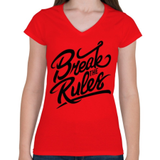 PRINTFASHION Szegd meg a szabályokat!  - Női V-nyakú póló - Piros női póló