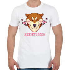 PRINTFASHION SZEJETLEEEK shiba kutyus - Férfi póló - Fehér férfi póló