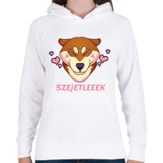 PRINTFASHION SZEJETLEEEK shiba kutyus - Női kapucnis pulóver - Fehér