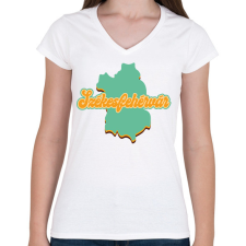 PRINTFASHION Székesfehérvár - Női V-nyakú póló - Fehér női póló