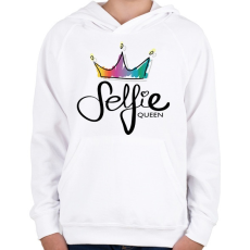 PRINTFASHION Szelfi királynő - Gyerek kapucnis pulóver - Fehér