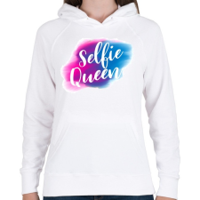 PRINTFASHION Szelfi Királynő - Női kapucnis pulóver - Fehér női pulóver, kardigán