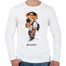 PRINTFASHION Szelfi maci - Férfi hosszú ujjú póló - Fehér