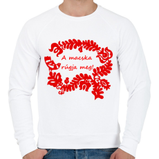 PRINTFASHION Szelíd szitkok - a macska rúgja meg - Férfi pulóver - Fehér