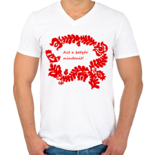 PRINTFASHION Szelíd szitkok - betyár mindenit - Férfi V-nyakú póló - Fehér férfi póló