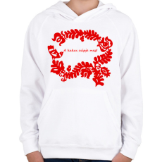 PRINTFASHION Szelíd szitkok - kakas csípje meg - Gyerek kapucnis pulóver - Fehér