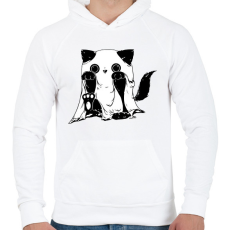 PRINTFASHION Szellem cica - Férfi kapucnis pulóver - Fehér