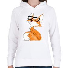 PRINTFASHION szemcsis róka - Női kapucnis pulóver - Fehér női pulóver, kardigán