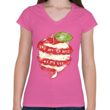 PRINTFASHION Szemem almája - Női V-nyakú póló - Rózsaszín női póló