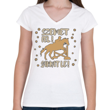 PRINTFASHION Szemet fel, sarkat le - Női V-nyakú póló - Fehér női póló