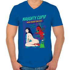 PRINTFASHION Szemtelen Ámor - Férfi V-nyakú póló - Királykék
