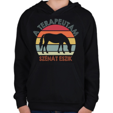 PRINTFASHION Szénát eszik - Gyerek kapucnis pulóver - Fekete gyerek pulóver, kardigán