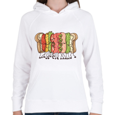 PRINTFASHION Szendvics ölelés - Női kapucnis pulóver - Fehér női pulóver, kardigán