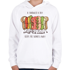 PRINTFASHION Szendvics rajongó - Gyerek kapucnis pulóver - Fehér gyerek pulóver, kardigán